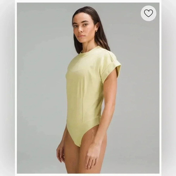 Lululemon Cotton T Shirt Bodysuit NWT Light Lime Green Open Back Women’s Small - Picture 6 of 12